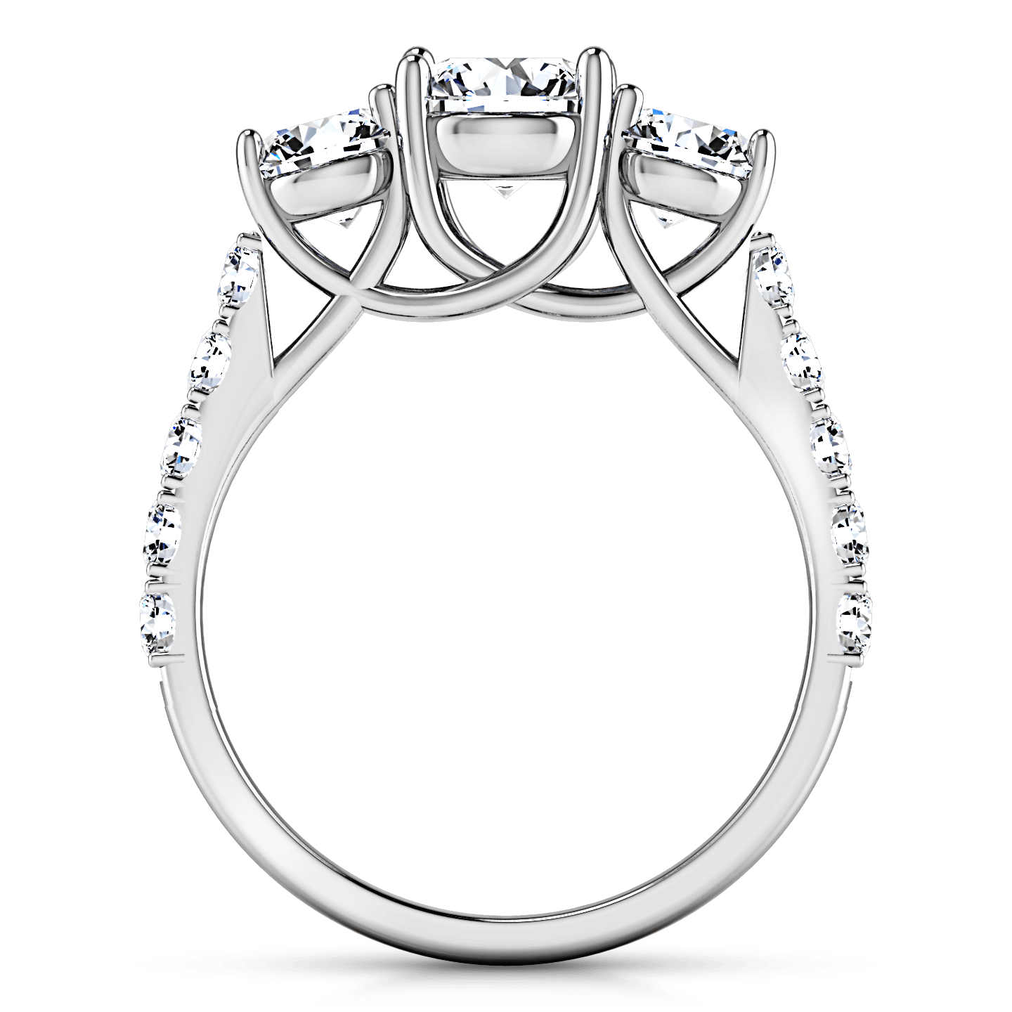 Hermoso Anillo De Compromiso De Oro Blanco De 14 Quilates Estilo Pavé Redondo Con Diamante Cultivado En Laboratorio De 2,12 Quilates - España