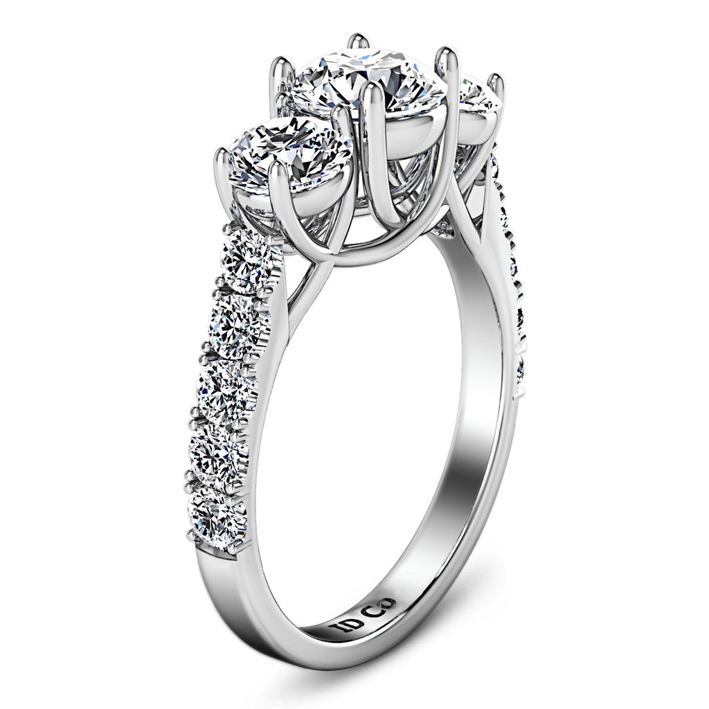Round Diamond Three Stone Engagement Ring Victoria 14K White Gold engagement rings imaginediamonds 