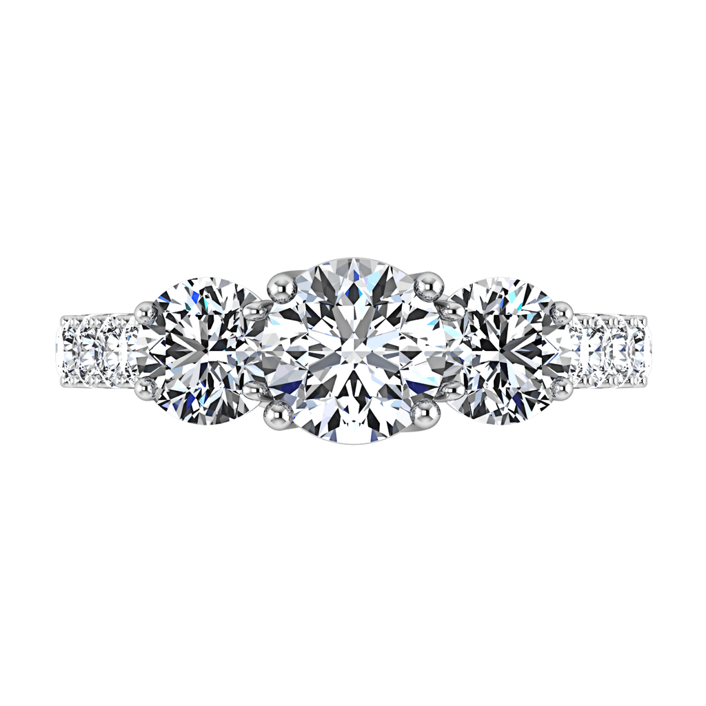 Round Diamond Three Stone Engagement Ring Victoria 14K White Gold engagement rings imaginediamonds 