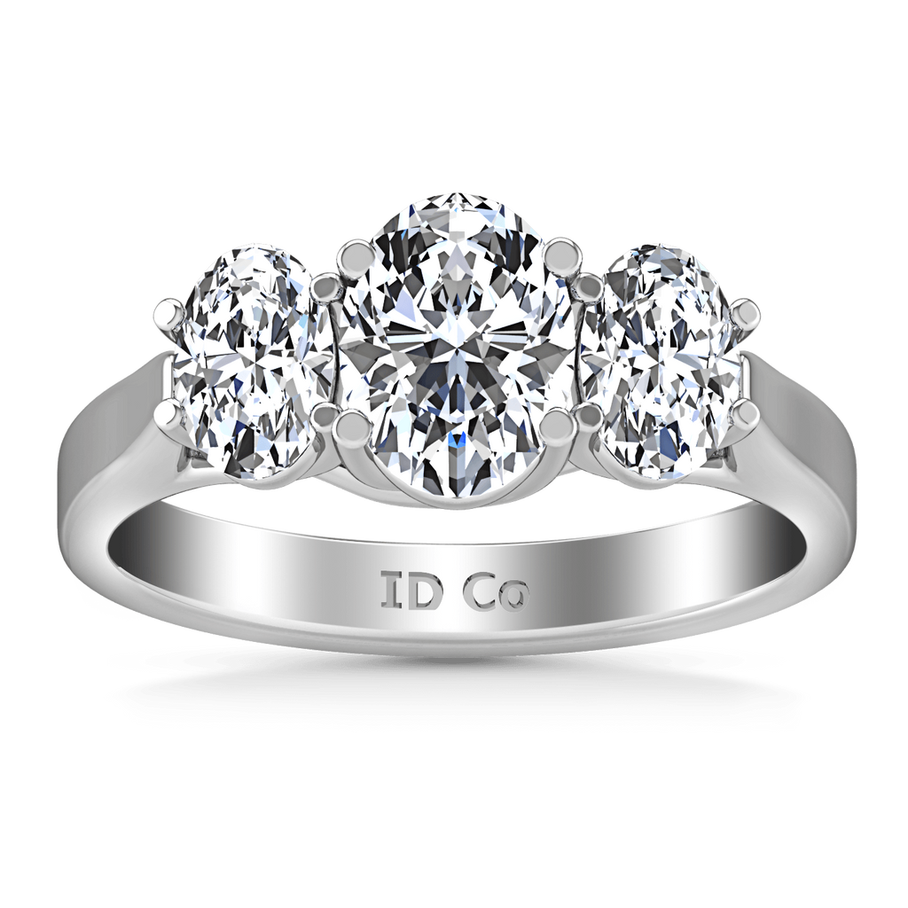 Three Stone Oval Diamond Engagement Ring Arabella 14K White Gold engagement rings imaginediamonds 