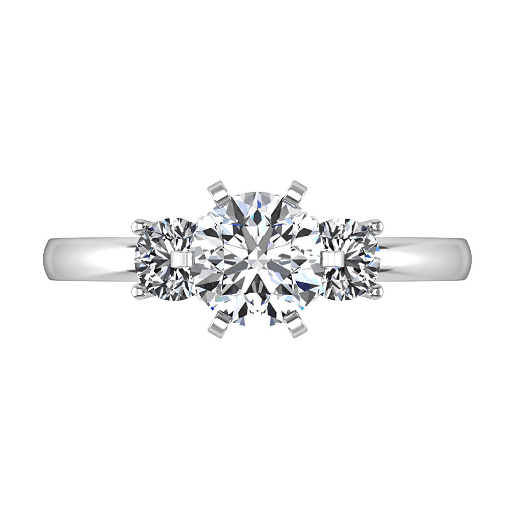 Round Diamond Three Stone Engagement Ring Talia 14K White Gold engagement rings imaginediamonds 