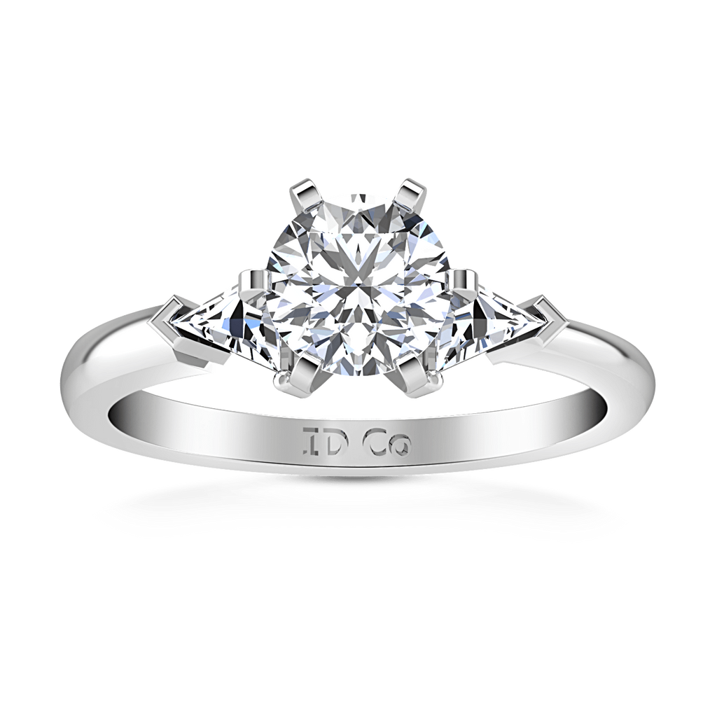 Round Diamond Three Stone Engagement Ring Miranda Trilliant 14K White Gold engagement rings imaginediamonds 