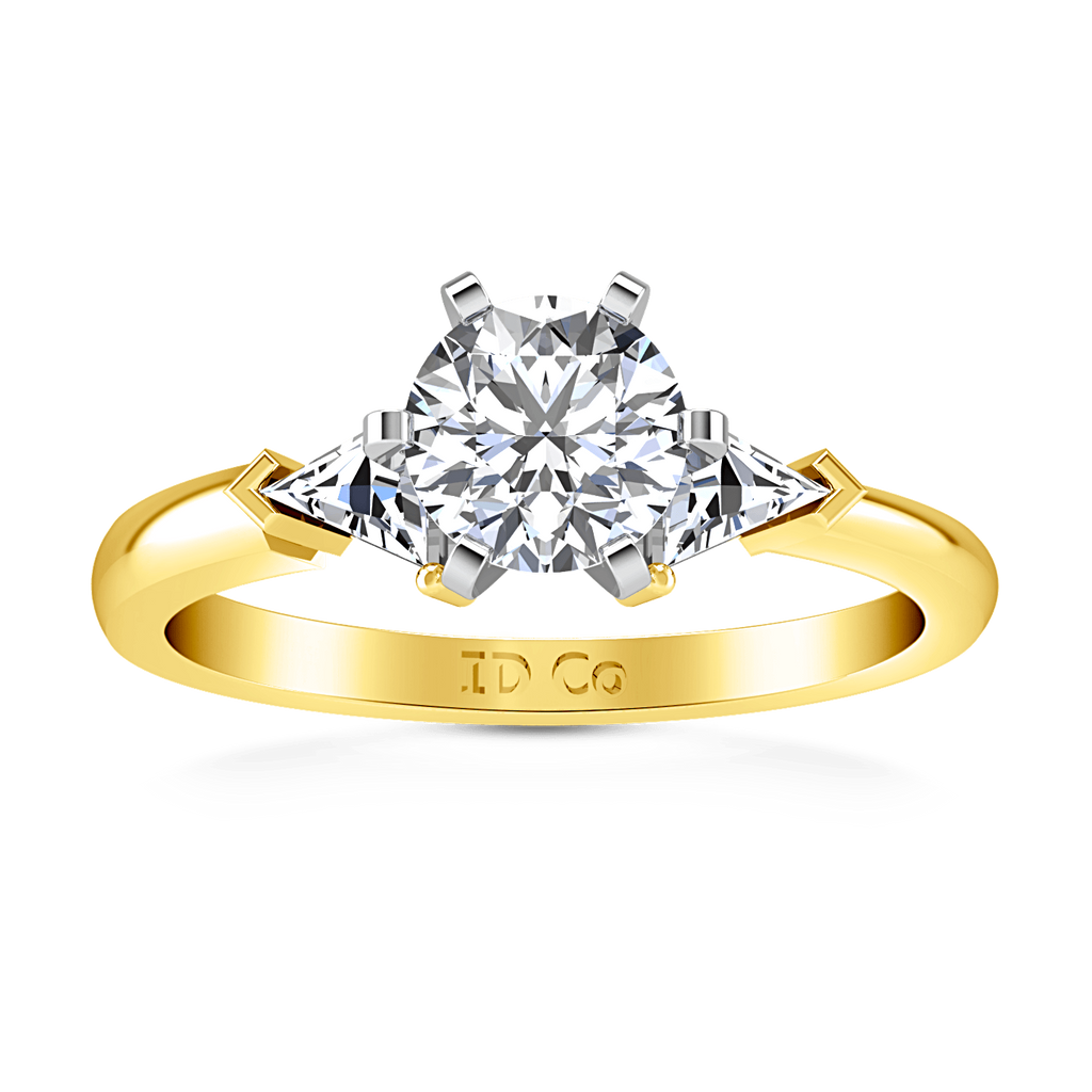Three Stone Diamond Engagement Ring Miranda Trilliant 14K Yellow Gold engagement rings imaginediamonds 