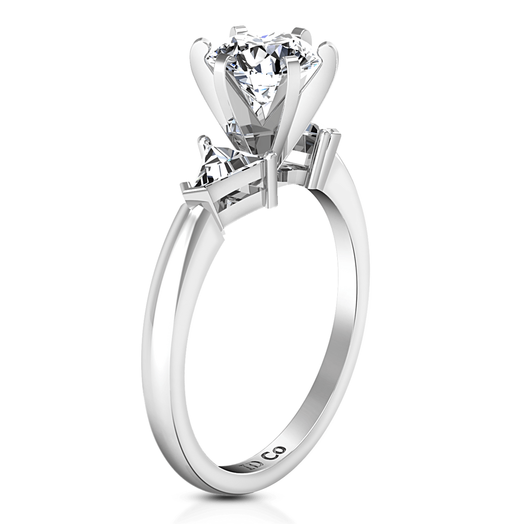 Round Diamond Three Stone Engagement Ring Miranda Trilliant 14K White Gold engagement rings imaginediamonds 