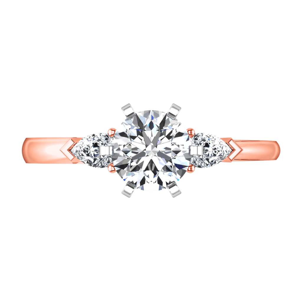 Three Stone Diamond EngagementRing Eliza Pear Shape 14K Rose Gold engagement rings imaginediamonds 