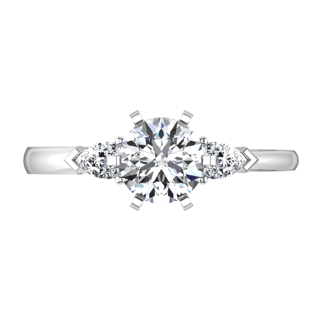 Three Stone Engagement Ring Eliza Pear Diamond 14K White Gold engagement rings imaginediamonds 