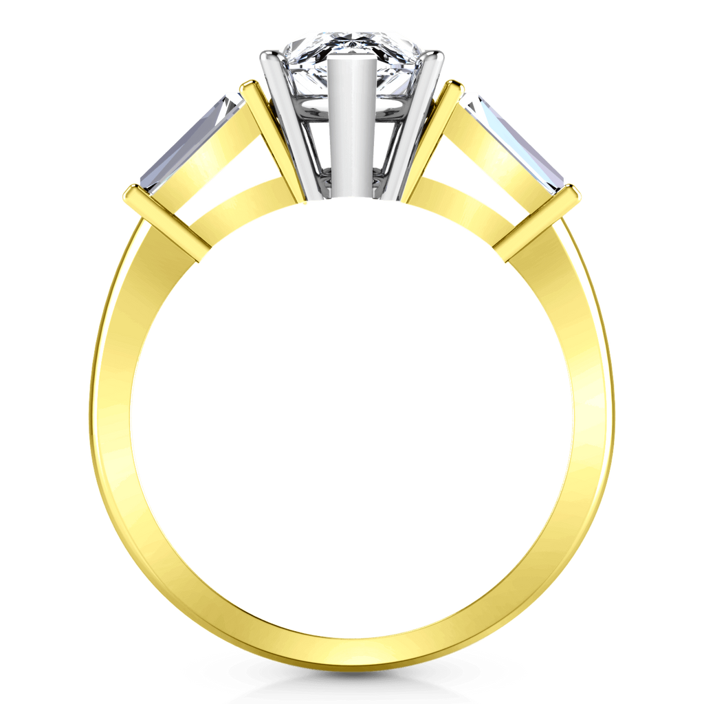 Three Stone Diamond Engagement Ring Tapered Baguette 14K Yellow Gold engagement rings imaginediamonds 