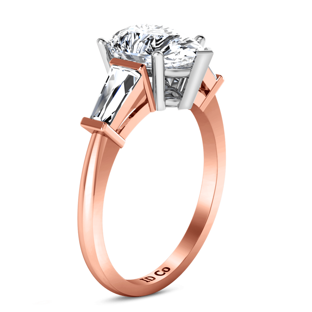 Three Stone Diamond EngagementRing Tapered Baguette 14K Rose Gold engagement rings imaginediamonds 