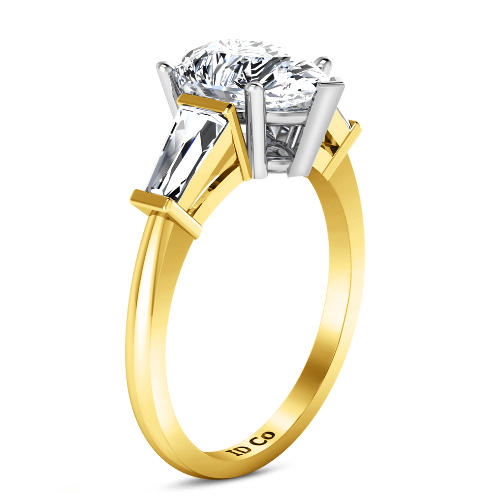 Three Stone Diamond Engagement Ring Tapered Baguette 14K Yellow Gold engagement rings imaginediamonds 