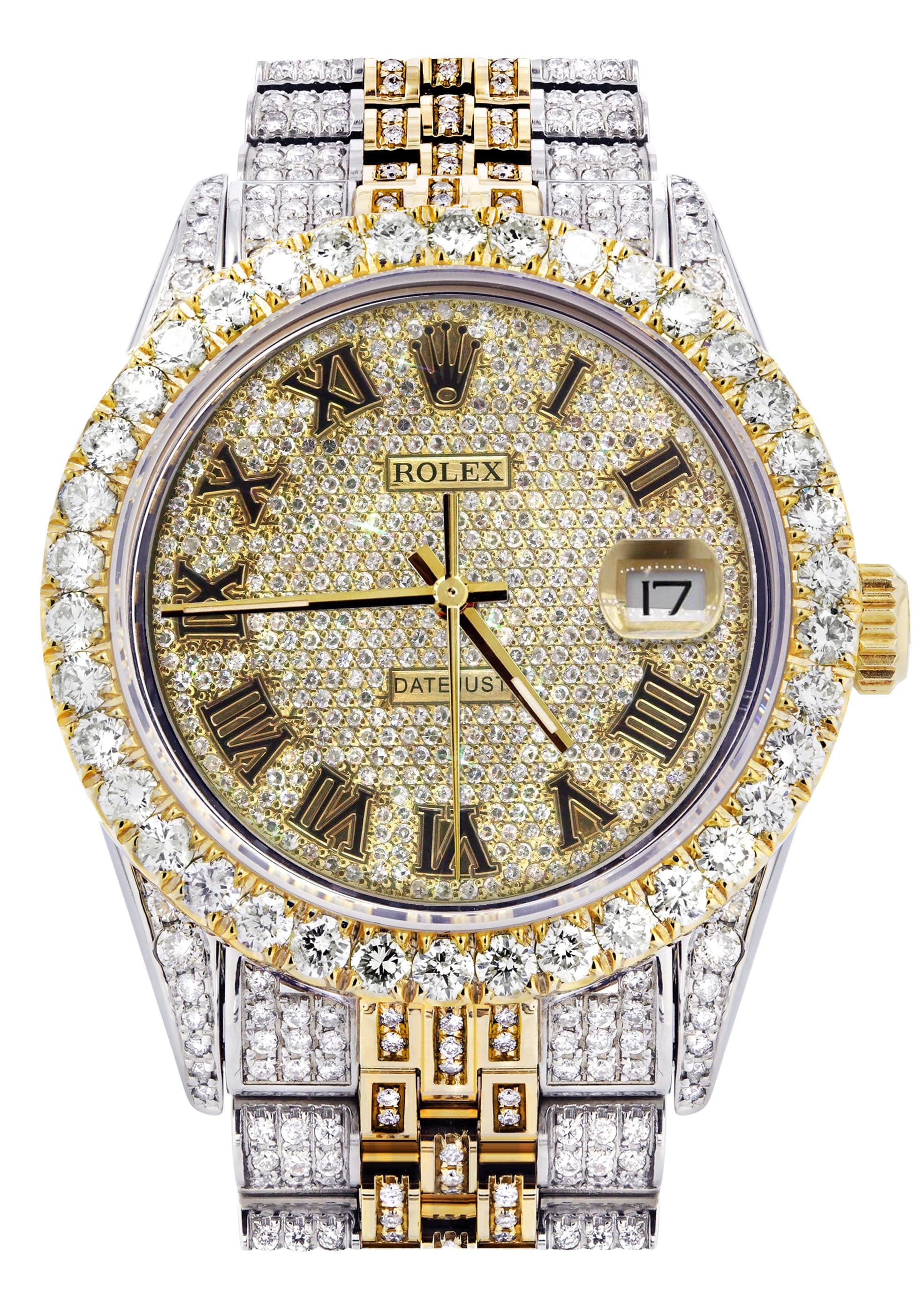 Iced Out Rolex Datejust 36 MM Two Tone 10 Carats of Diamonds Ful