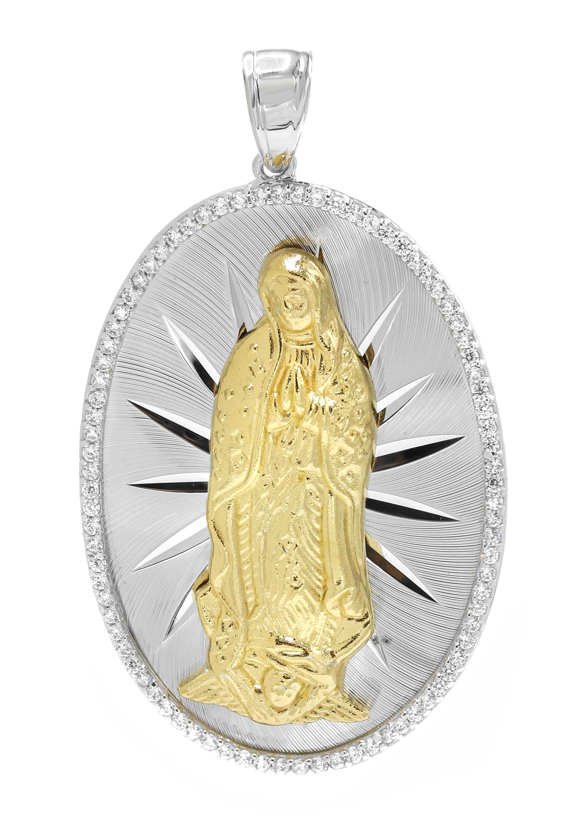 Silver Pendant Gold Two Tone Virgin Mary Pendant Appx Grams
