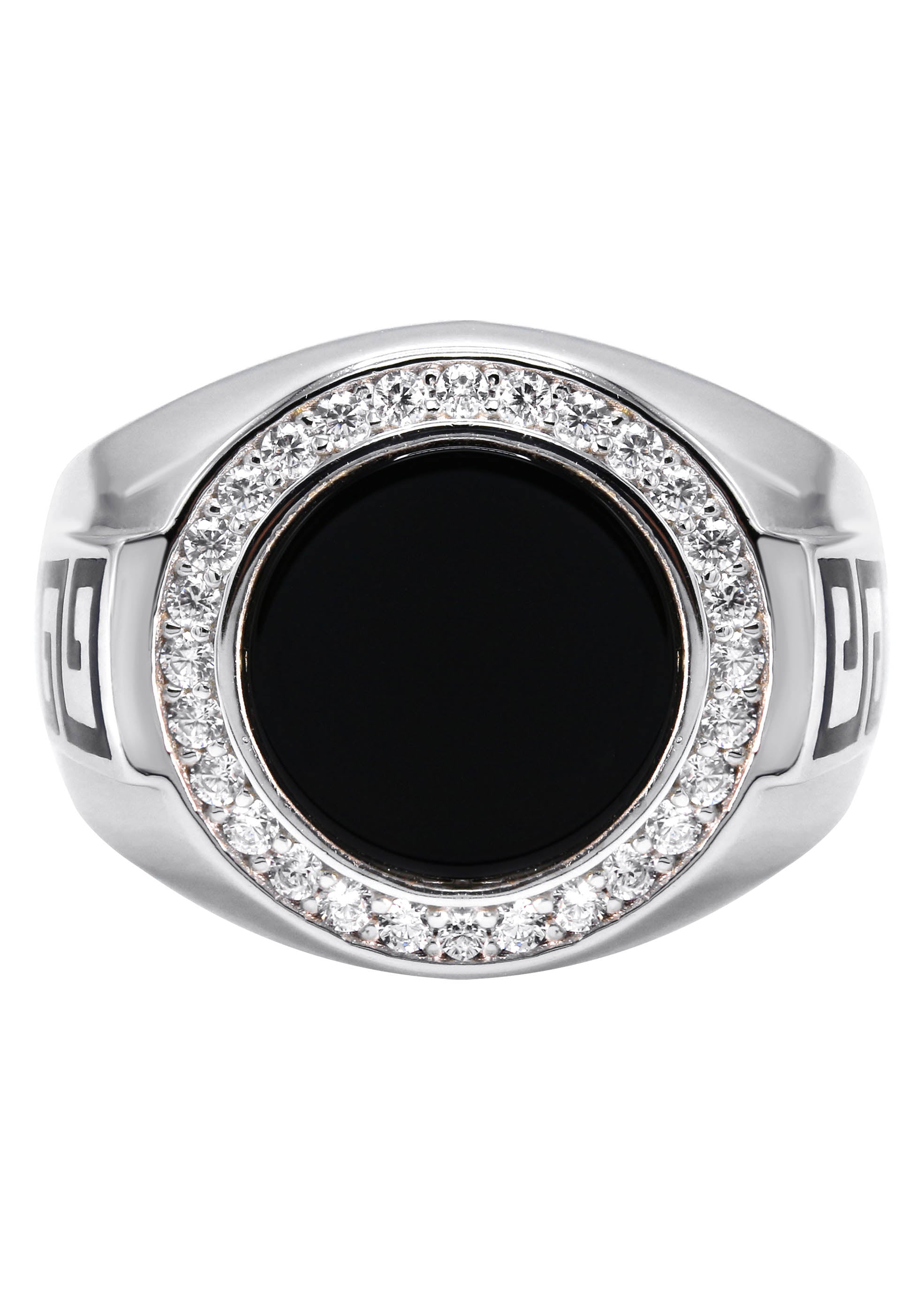 Mens Silver CZ Onyx Signet Ring | Appx 7.7 Grams