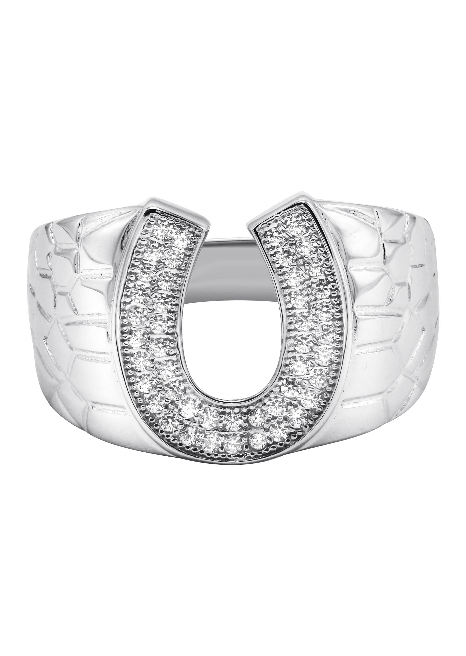 ⑭ゴージャスRING Silver925 Mens Silver CZ Horseshoe Ring | Appx 6.4 Grams