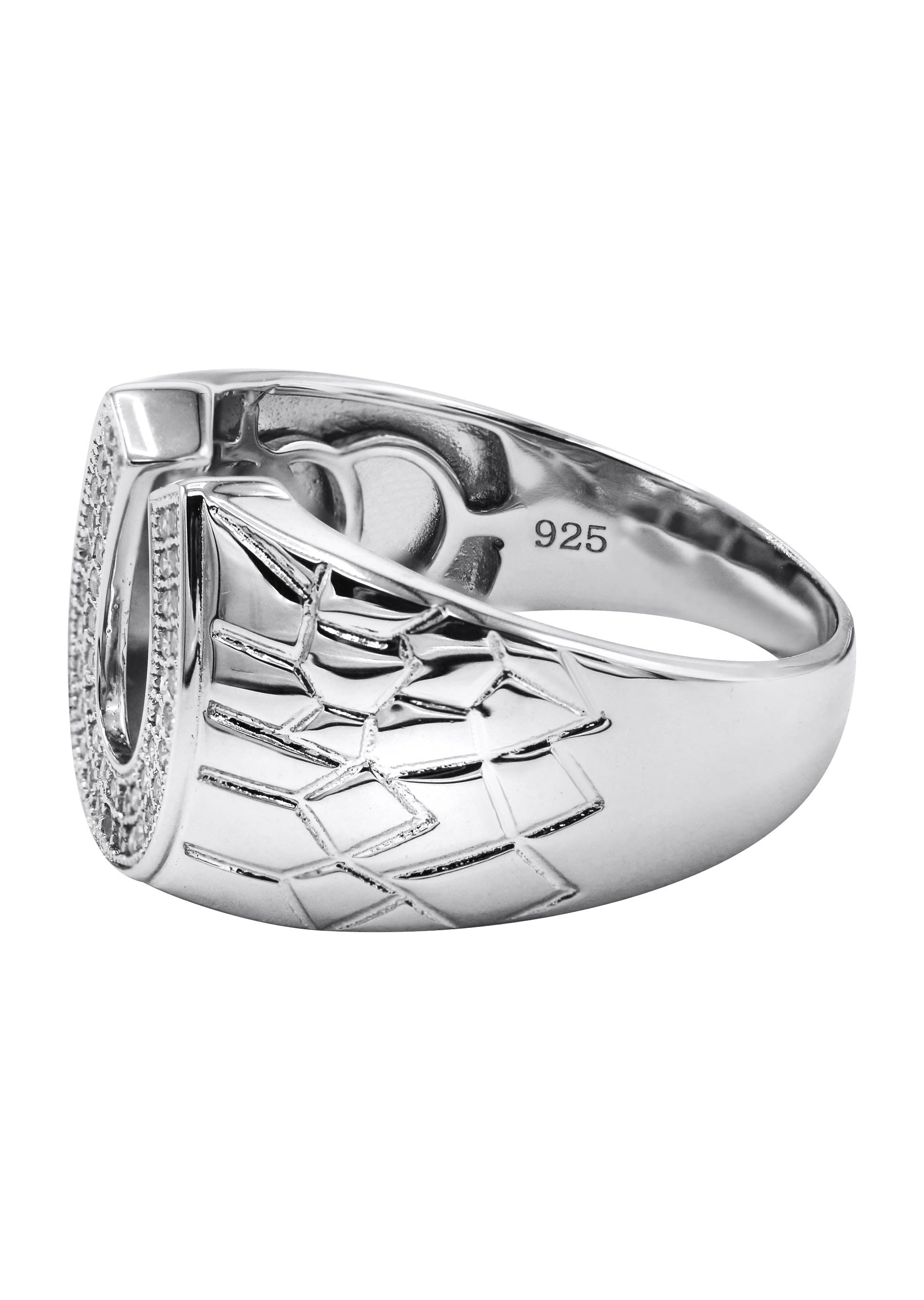⑭ゴージャスRING Silver925 Mens Silver CZ Horseshoe Ring | Appx 6.4 Grams