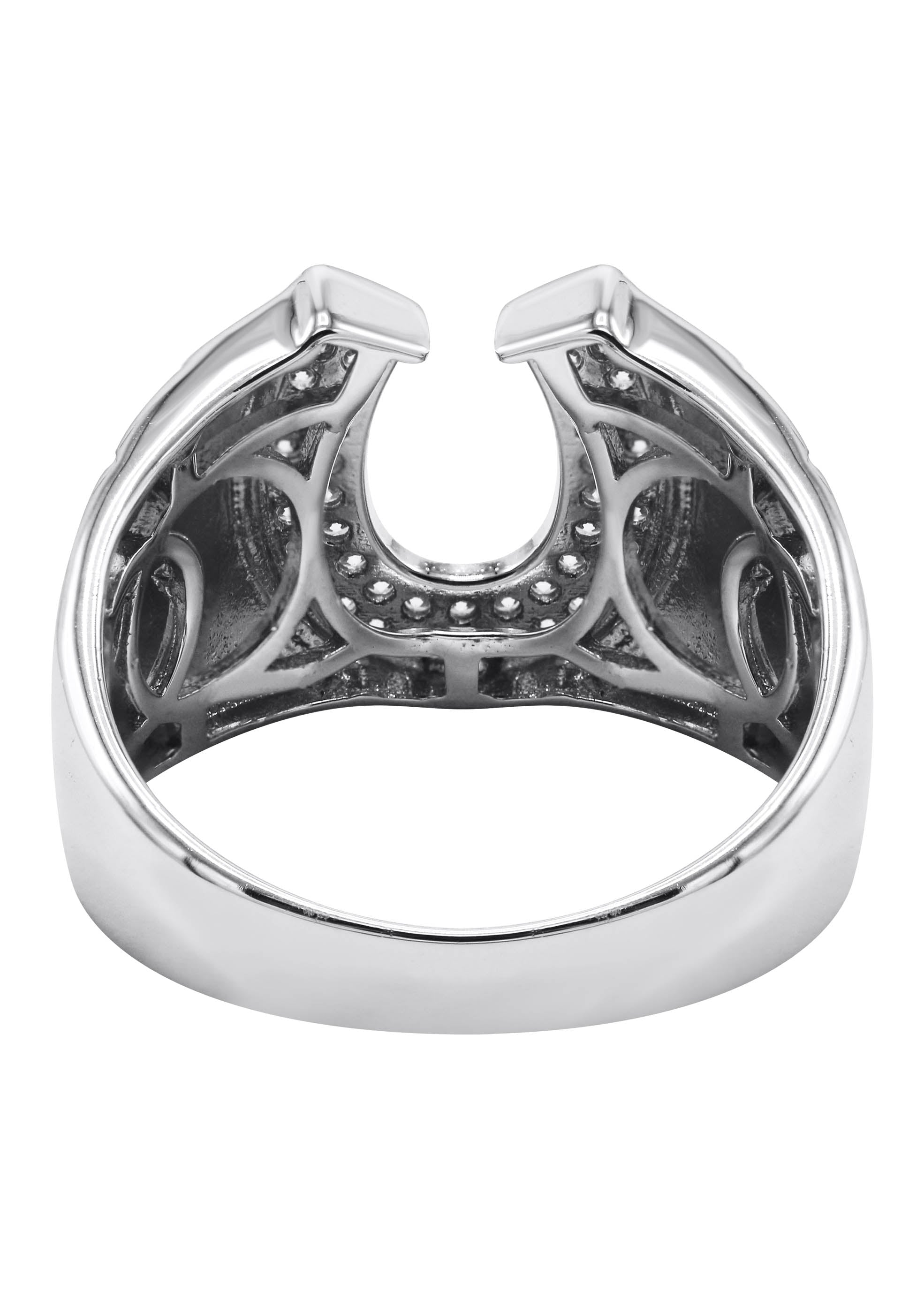 Mens Silver CZ Horseshoe Ring | Appx 6.4 Grams