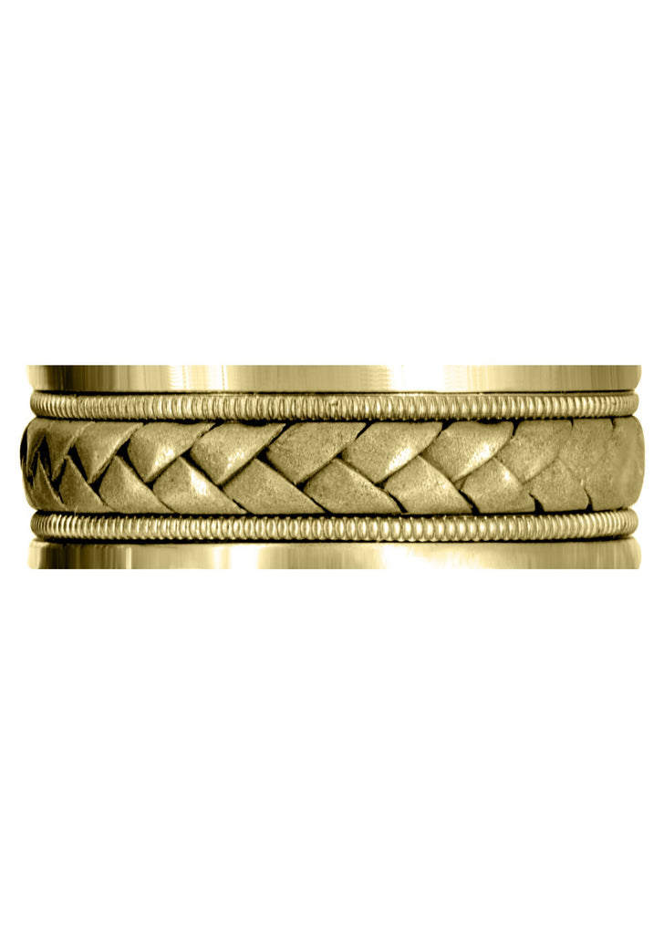 Yellow Gold Hand Woven Mens Wedding Band | Sand Blast Finish (Bradley) Yellow Wedding Band FrostNYC 