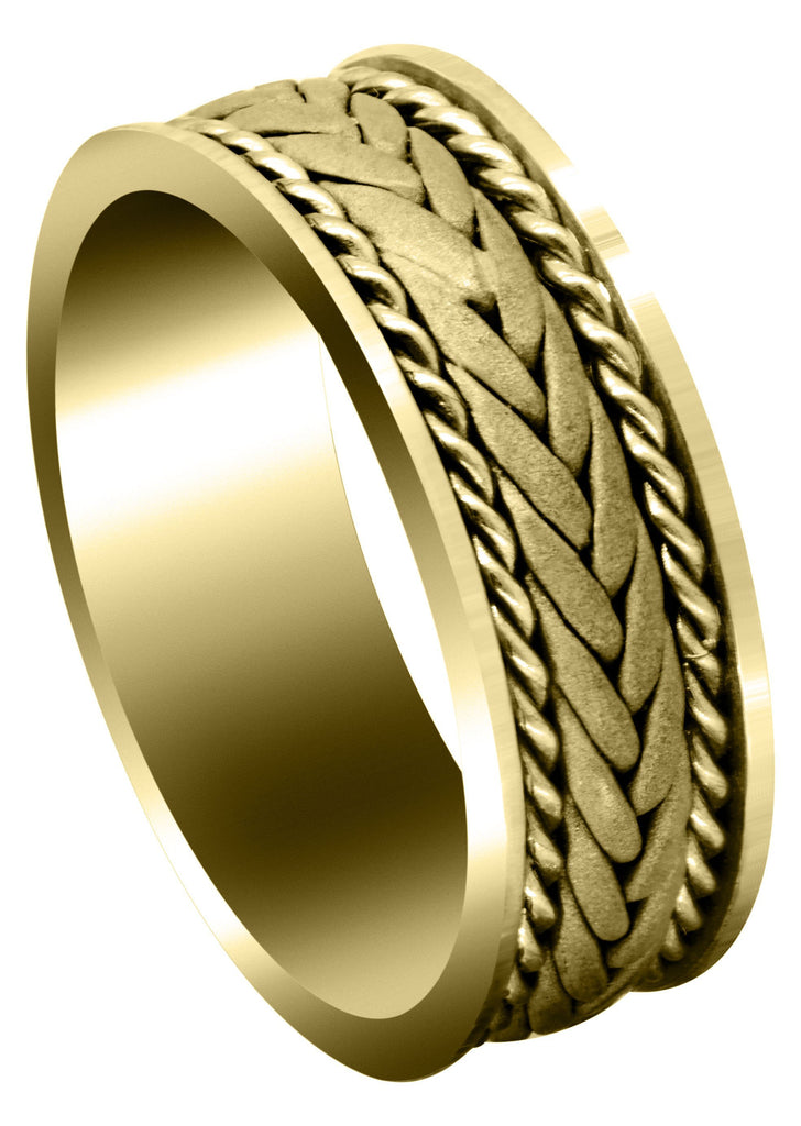 Yellow Gold Hand Woven Unique Mens Wedding Band | Sand Blast Finish (Calvin) Yellow Wedding Band FrostNYC 
