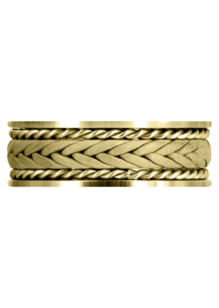 Yellow Gold Hand Woven Unique Mens Wedding Band | Sand Blast Finish (Calvin) Yellow Wedding Band FrostNYC 
