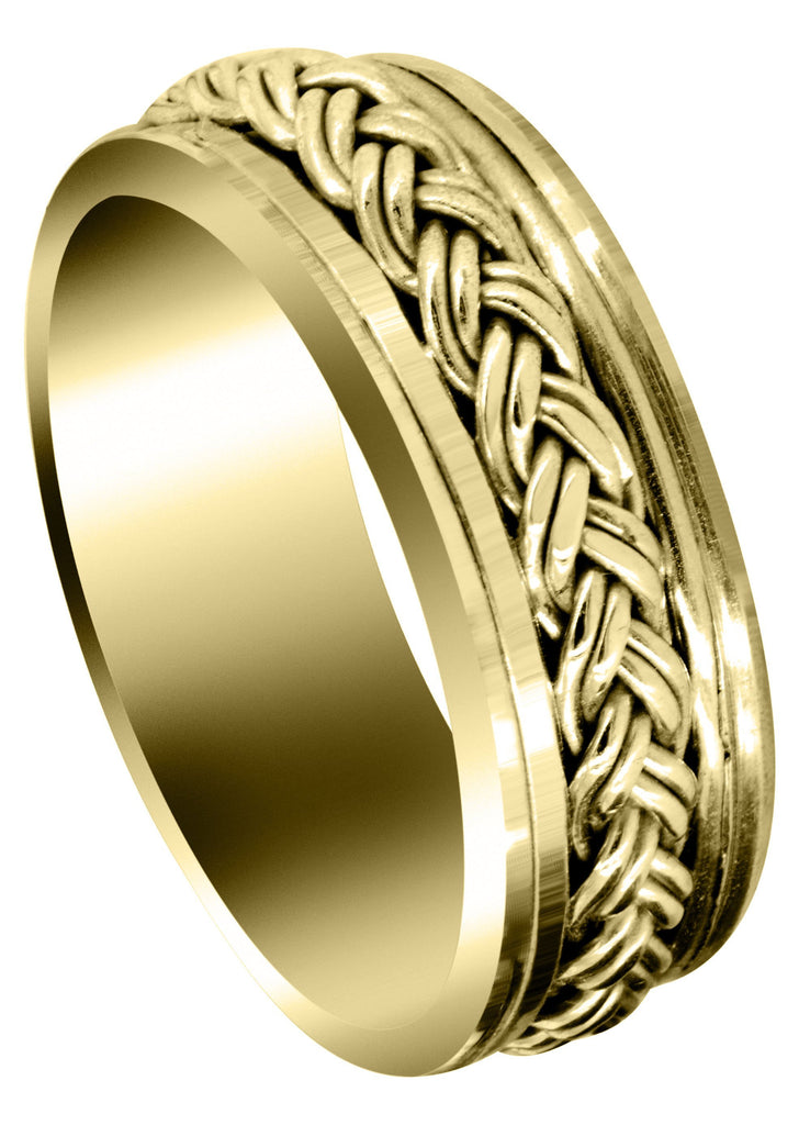 Yellow Gold Hand Woven Unique Mens Wedding Band | High Polish Finish (Marcus) Yellow Wedding Band FrostNYC 