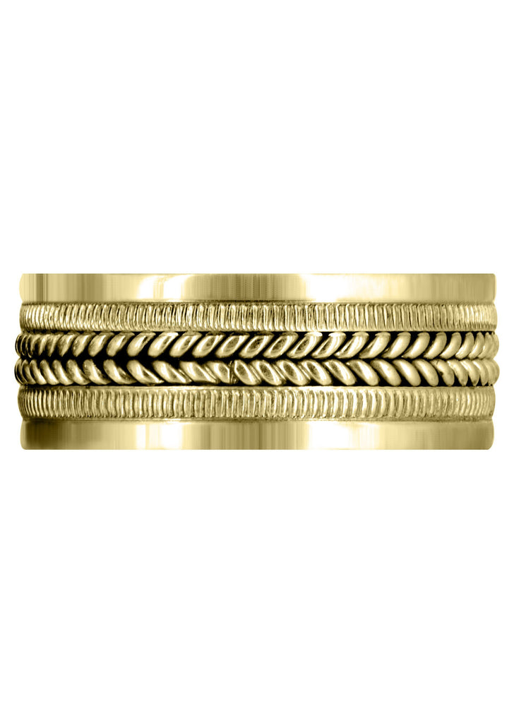 Yellow Gold Hand Woven Mens Wedding Band | High Polish Finish (Alan) Yellow Wedding Band FrostNYC 
