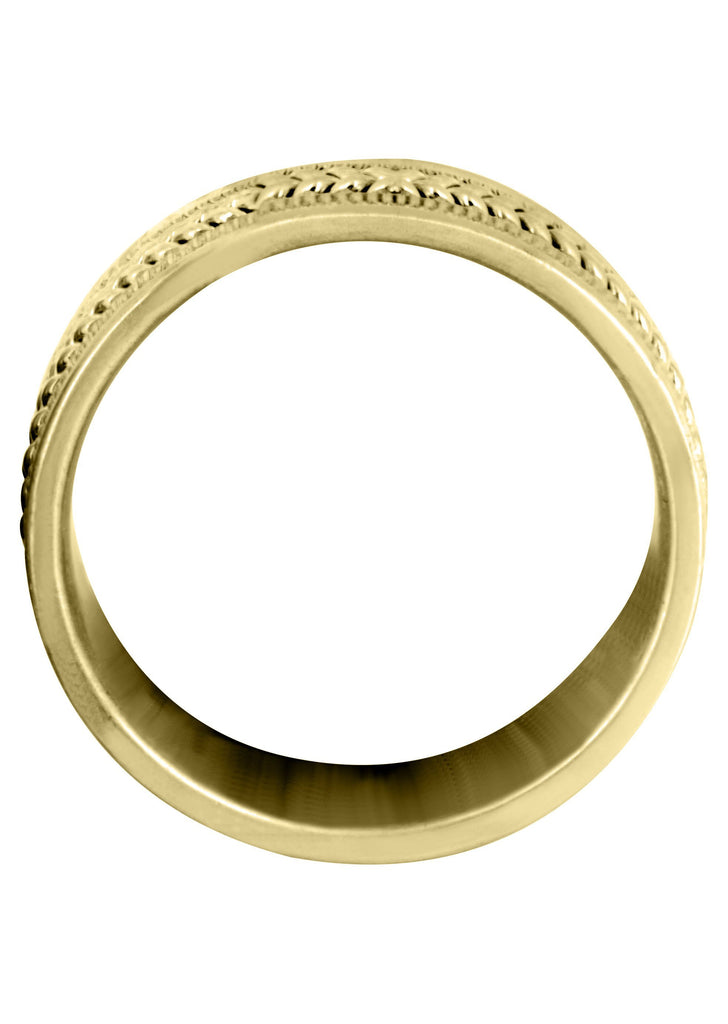 Yellow Gold Hand Woven Mens Wedding Band | High Polish Finish (Alan) Yellow Wedding Band FrostNYC 