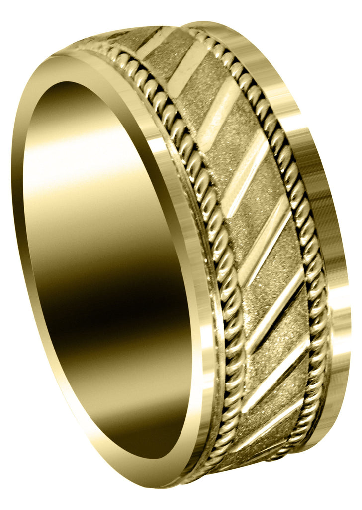 Yellow Gold Contemporary Mens Wedding Band | Stone Finish (Brantley) Yellow Wedding Band FrostNYC 