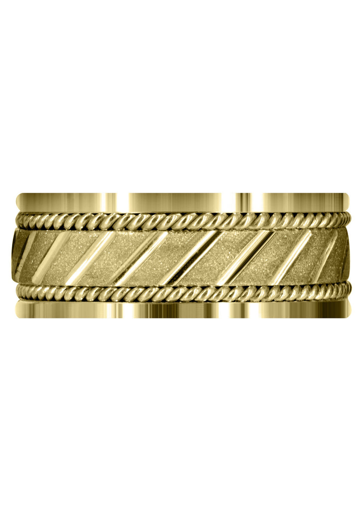 Yellow Gold Contemporary Mens Wedding Band | Stone Finish (Brantley) Yellow Wedding Band FrostNYC 