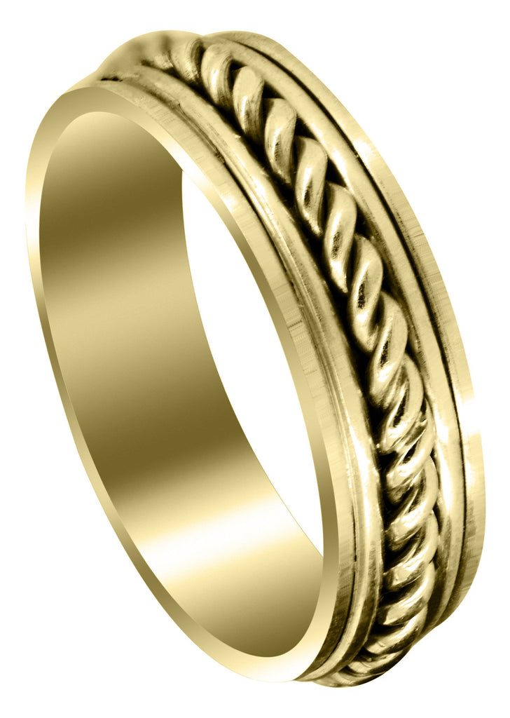 Yellow Gold Hand Woven Unique Mens Wedding Band | High Polish Finish (King) Yellow Wedding Band FrostNYC 