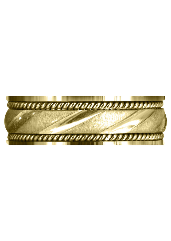 Yellow Gold Modern Mens Wedding Band | Cross Satin Finish (Harrison) Yellow Wedding Band Plain Wedding Band 