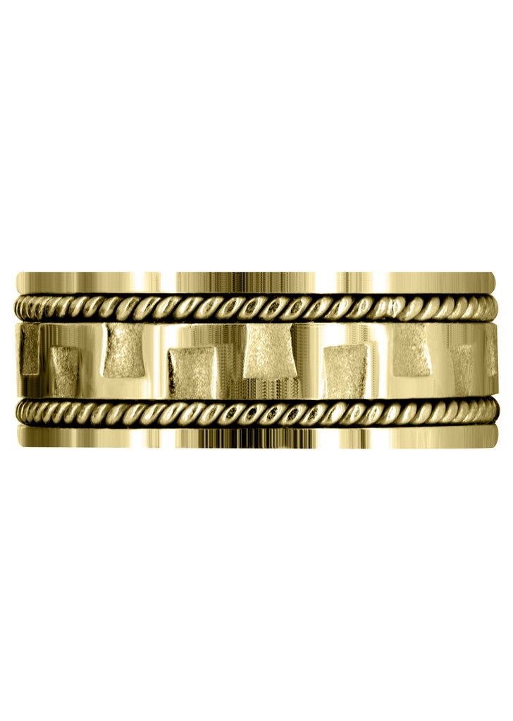 Yellow Gold Modern Mens Wedding Band | Sand Blast / High Polish Finish (Joel) Yellow Wedding Band FrostNYC 