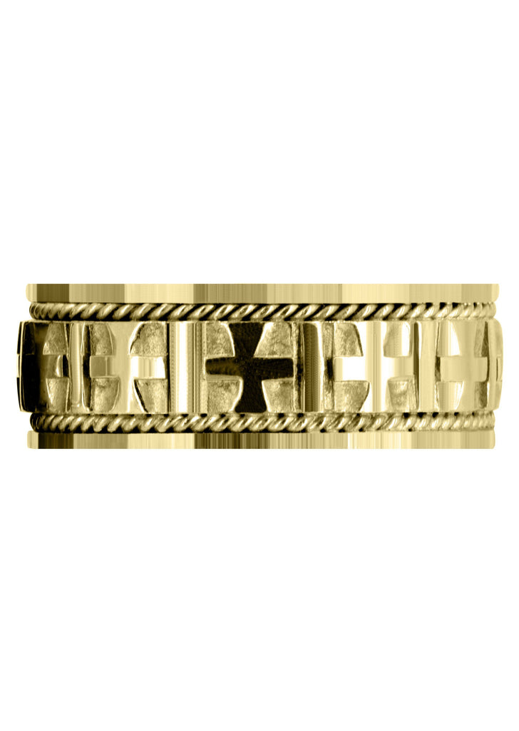 Yellow Gold Religious Mens Wedding Band | High Polish Finish (Jude) Yellow Wedding Band FrostNYC 