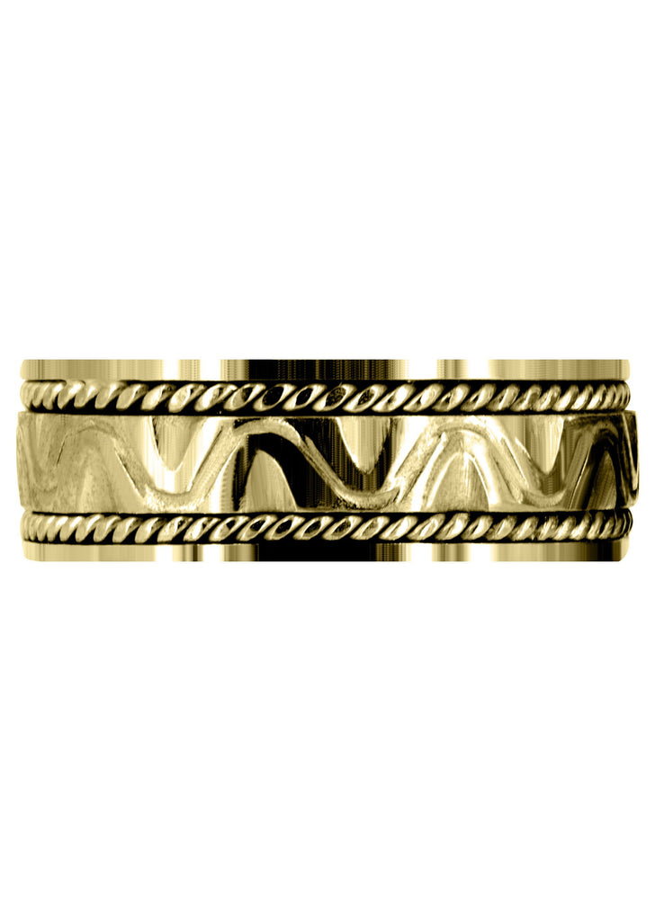 Yellow Gold Modern Mens Wedding Band | Sand Blast Finish (Richard) Yellow Wedding Band FrostNYC 