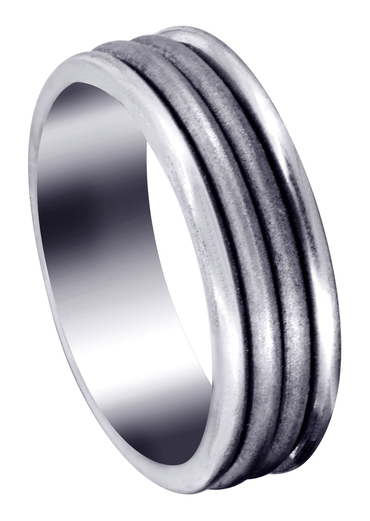 Fancy Carved Contemporary Mens Wedding Band | Sand Blast Finish (Leo) Wedding Band FrostNYC 