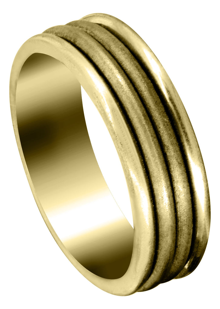 Yellow Gold Fancy Carved Contemporary Mens Wedding Band | Sand Blast Finish (Leo) Yellow Wedding Band FrostNYC 