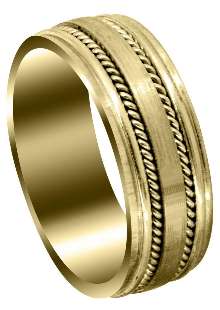 Yellow Gold Contemporary Mens Wedding Band | Satin / High Polish Finish (Maddox) Yellow Wedding Band FrostNYC 