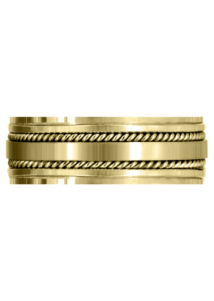 Yellow Gold Contemporary Mens Wedding Band | Satin / High Polish Finish (Maddox) Yellow Wedding Band FrostNYC 