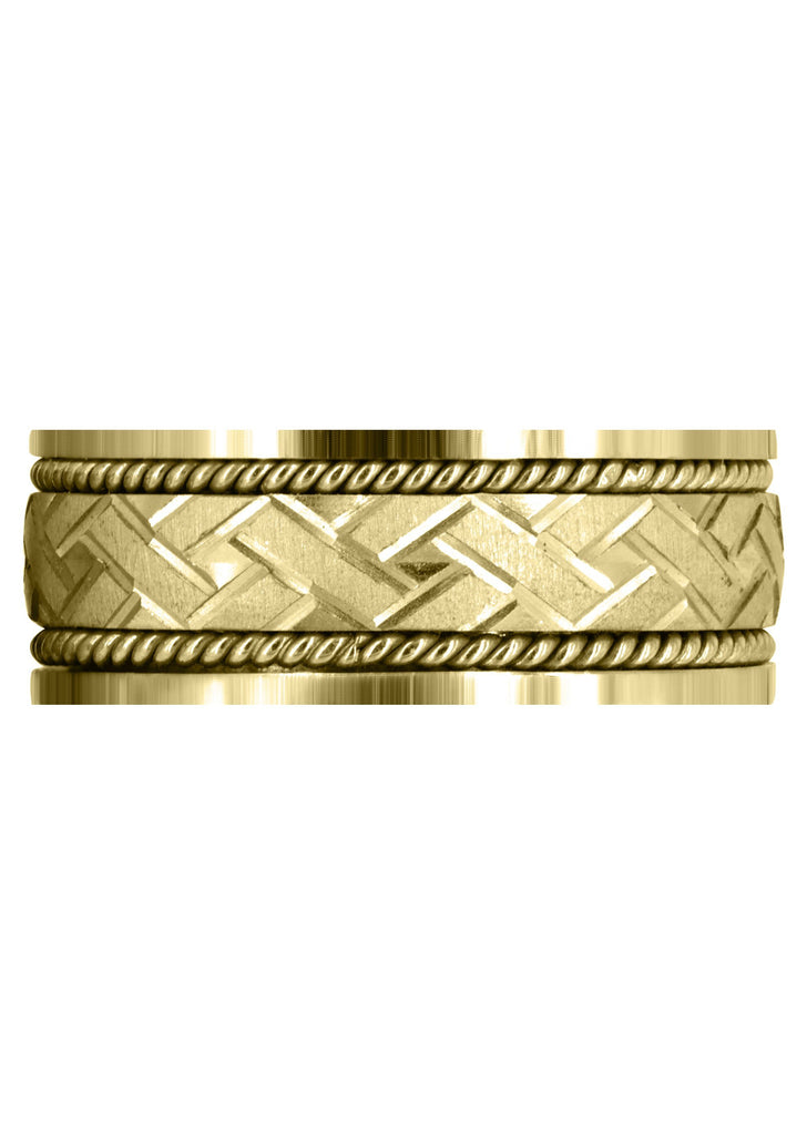 Yellow Gold Modern Mens Wedding Band | Cross Satin Finish (Corbin) Yellow Wedding Band FROST NYC 