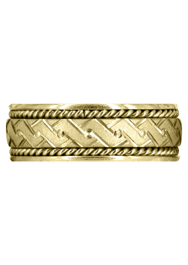 Yellow Gold Modern Mens Wedding Band | Cross Satin Finish (Gael) Yellow Wedding Band FROST NYC 