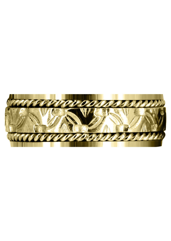 Yellow Gold Modern Mens Wedding Band | Sand Blast / High Polish Finish (Rowan) Yellow Wedding Band FROST NYC 