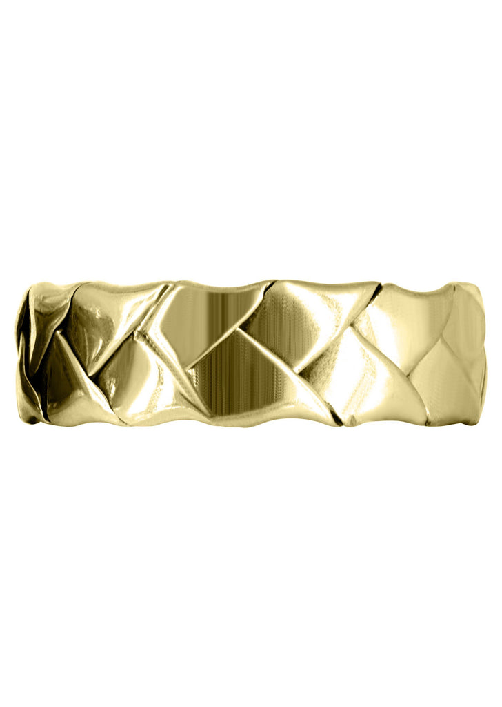Yellow Gold Hand Woven Mens Wedding Band | High Polish Finish (Kingston) Yellow Wedding Band FrostNYC 