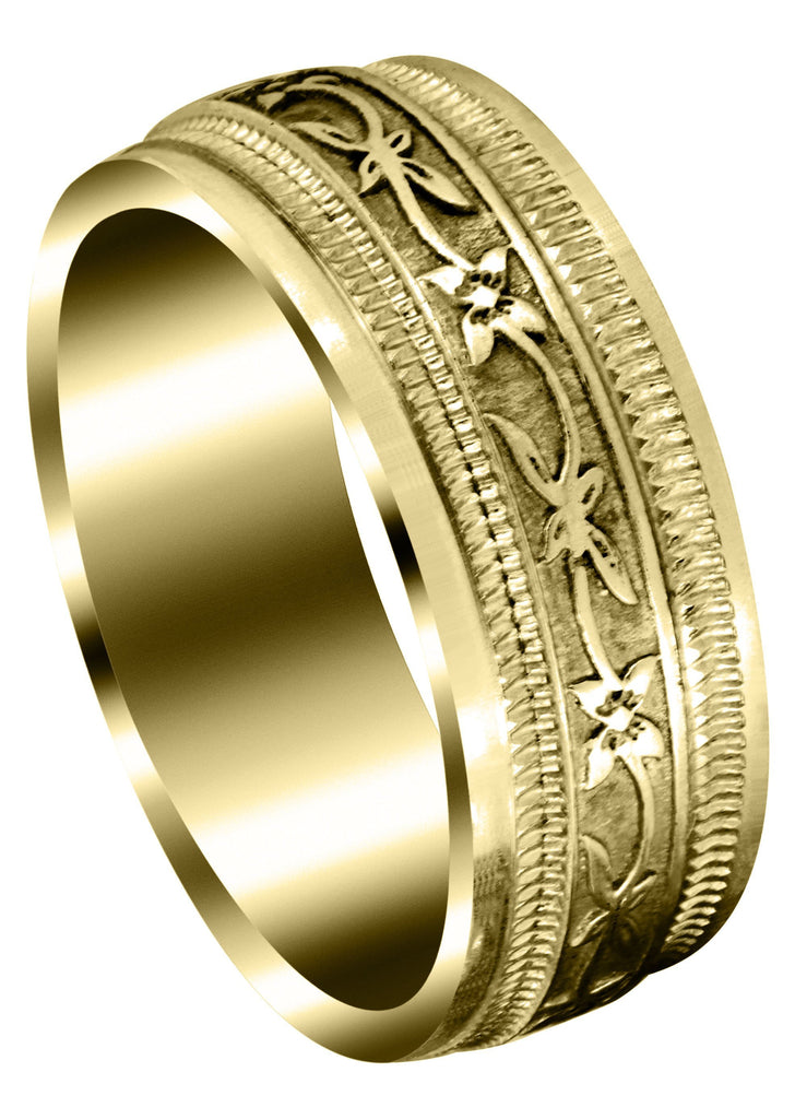 Yellow Gold Antique Mens Wedding Band | High Polish Finish (Cayden) Yellow Wedding Band FROST NYC 