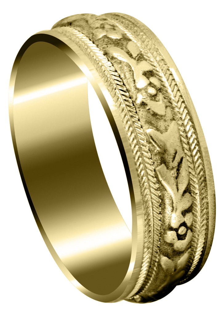 Yellow Gold Antique Mens Wedding Band | Sand Blast / High Polish Finish (Bryce) Yellow Wedding Band FrostNYC 