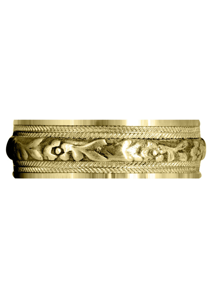 Yellow Gold Antique Mens Wedding Band | Sand Blast / High Polish Finish (Bryce) Yellow Wedding Band FrostNYC 