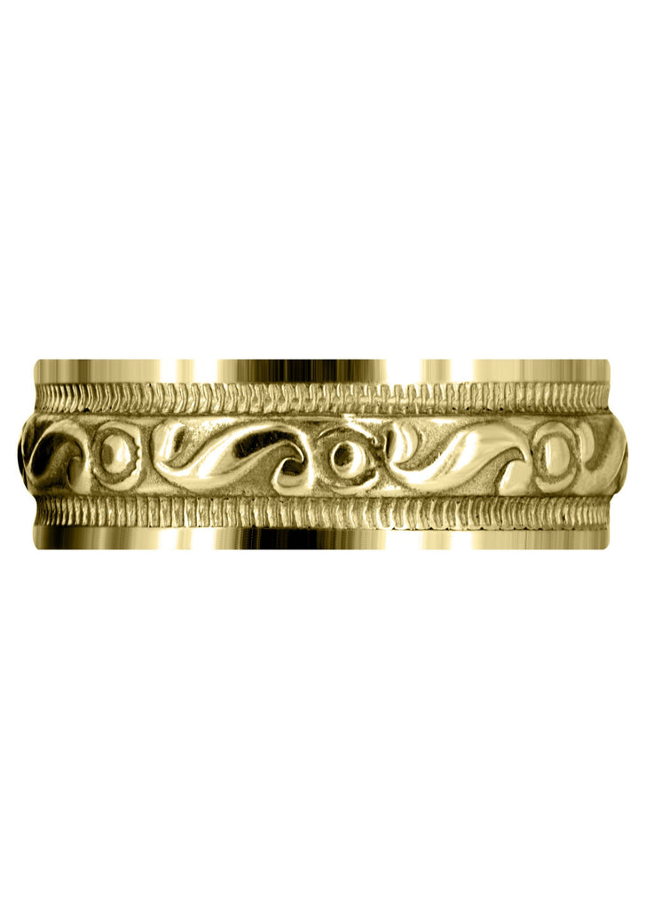 Yellow Gold Antique Mens Wedding Band | Sand Blast / High Polish Finish (Jesus) Yellow Wedding Band FrostNYC 