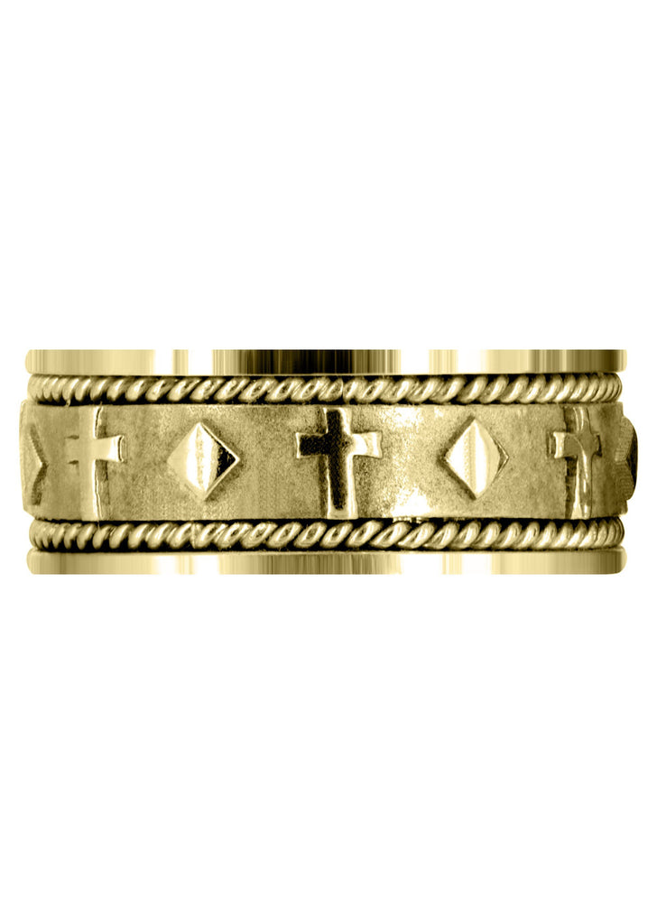 Yellow Gold Religious Mens Wedding Band | Sand Blast / High Polish Finish (Mateo) Yellow Wedding Band FrostNYC 