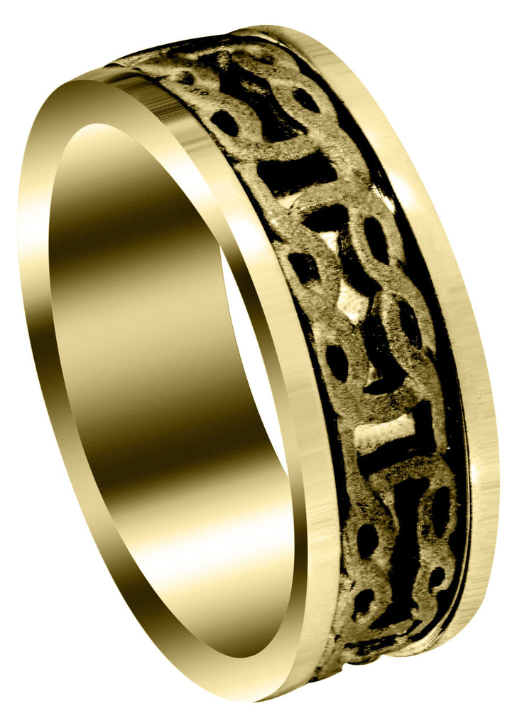 Yellow Gold Celtic Mens Wedding Band | Sand Blast Finish (Kevin) Yellow Wedding Band FrostNYC 