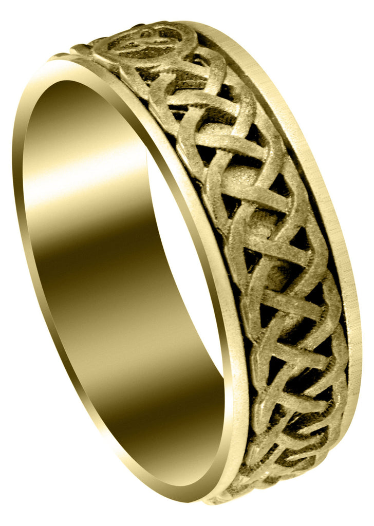 Yellow Gold Celtic Mens Wedding Band | Sand Blast Finish (Cooper) Yellow Wedding Band FrostNYC 