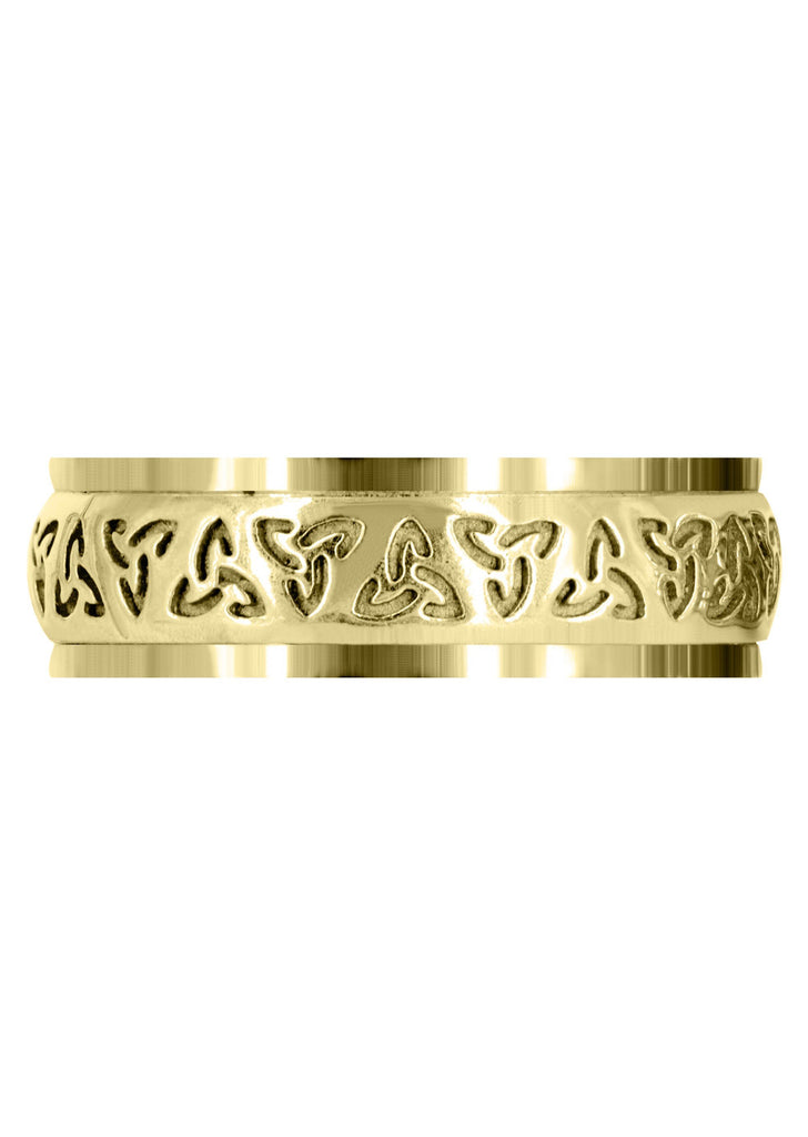 Yellow Gold Celtic Unique Mens Wedding Band | High Polish Finish (Raymond) Yellow Wedding Band FROST NYC 