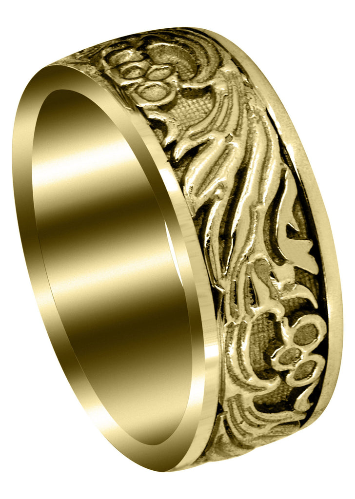 Yellow Gold Antique Unique Mens Wedding Band | High Polish Finish (Jake) Yellow Wedding Band FROST NYC 