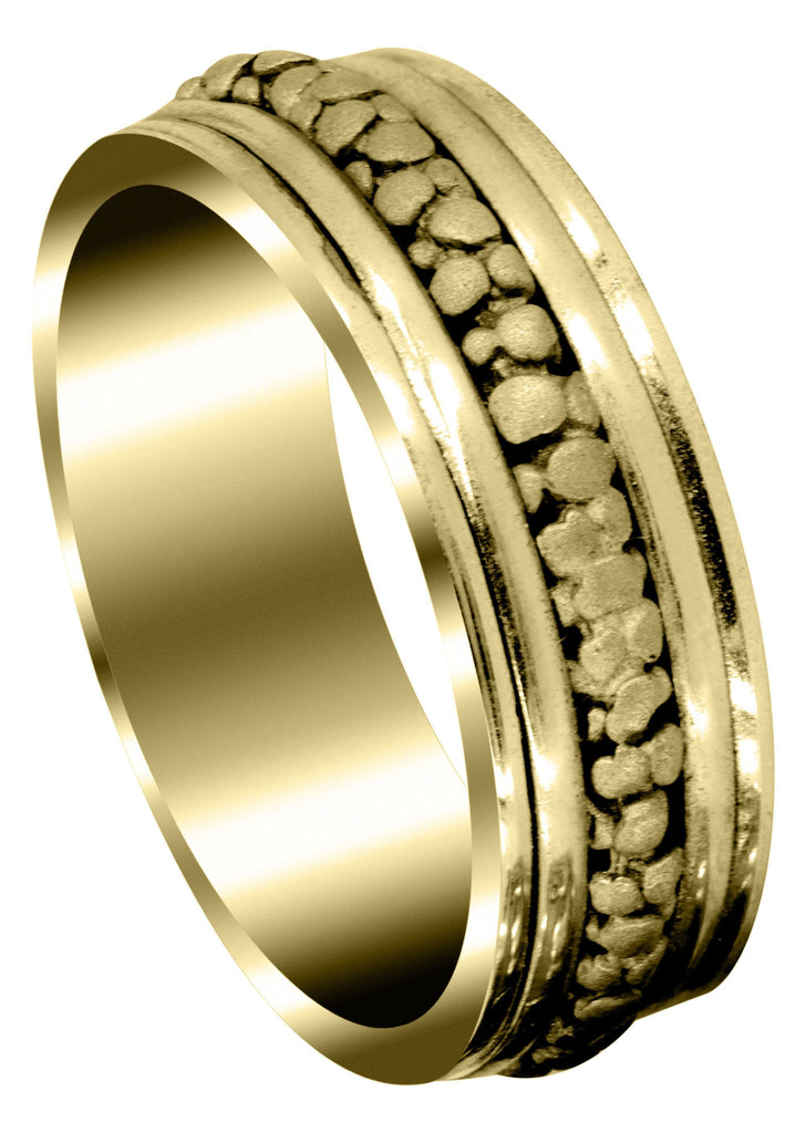 Yellow Gold Contemporary Unique Mens Wedding Band| Sand Blast Finish (Kenneth) Yellow Wedding Band FrostNYC 
